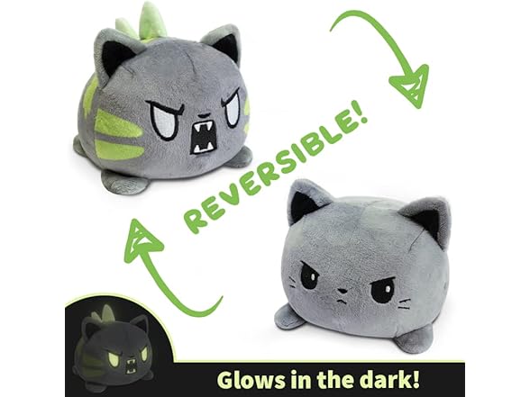 TeeTurtle - The Original Reversible Cat Plushie - Gray Catzilla
