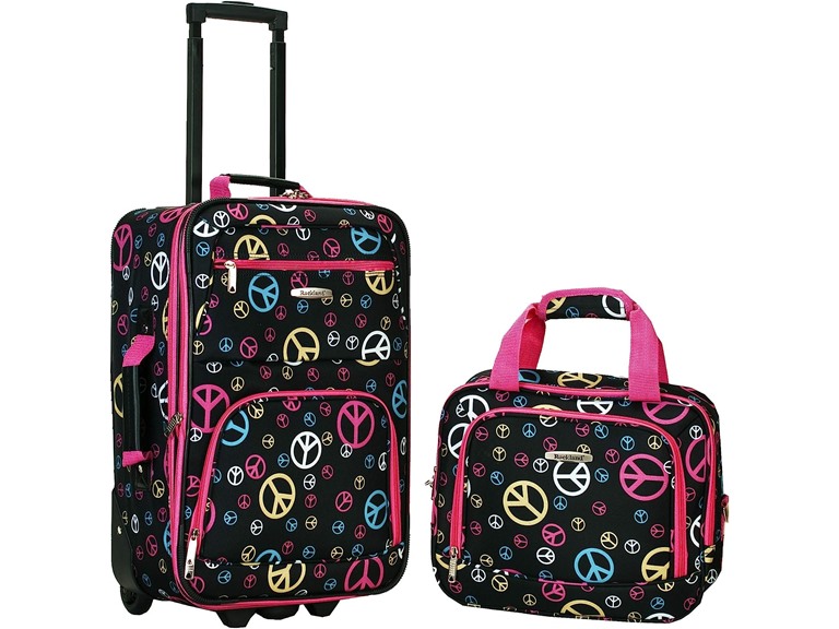 Rockland Fashion Softside Upright Luggage Set,Expandable, Wheel, Telescopic Handle, Peace, 2-Piece (14/19)