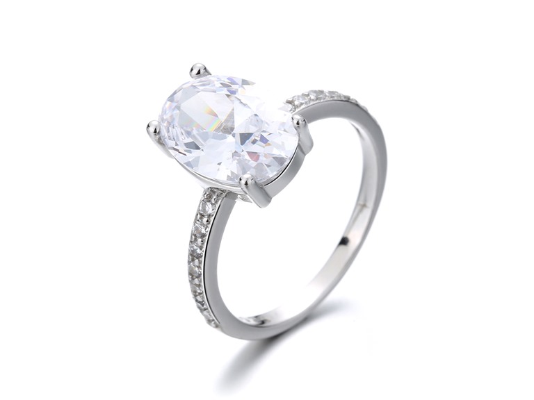 AAA IGT-DAAS-DRBS6112-8 8 Sapphire Oval Cut Ring Created White Sapphire