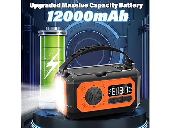 UYEIKMLOP 12000mAh Emergency Hand Crank Weather Radio