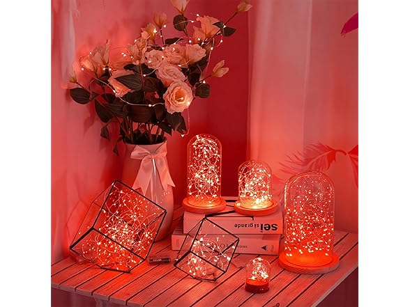 Lakumu Red Fairy Lights Battery Operated LED String Lights