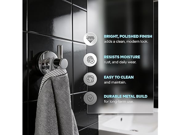 HIGHCRAFT Single Robe Hook in Chrome, Modern Bathroom Hook