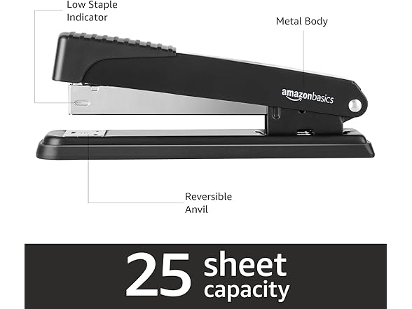 Amazon Basics Full-strip Metal Office Desktop Stapler, 20 Sh (Open Box)