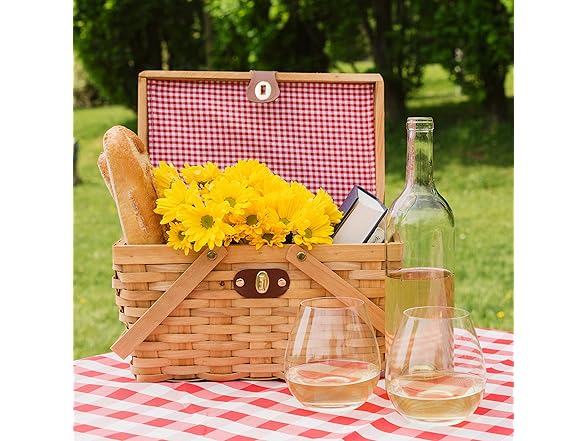 Vintiquewise Vintiquewise.com Gingham Lined Woodchip Picnic 