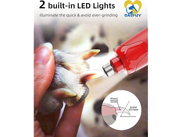 Casfuy Red Quiet 6-Speed Dog Nail Grinder