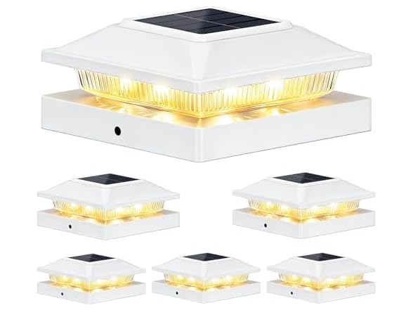 Brightever 3.5" Solar Post Cap Lights 6 Pack White