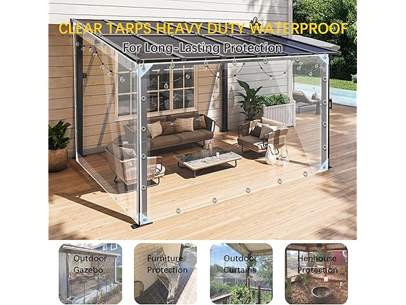 LC&QS Clear Tarps Heavy Duty PVC, 10' x 12