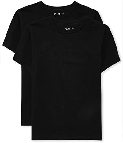 The Children's Place boys Short Sleeve Basic Layering T-shirt T Shirt, Black/Tidal/H Gray 3 Pack, Small US