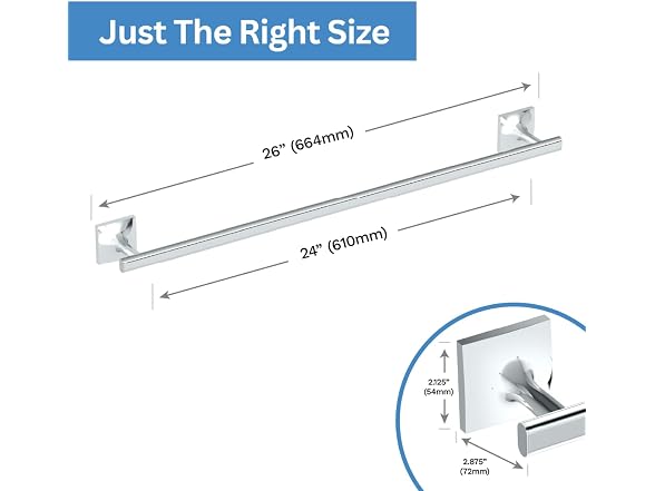 Gatco 5580 Waterline Towel Bar, 24 Inch, Chrome