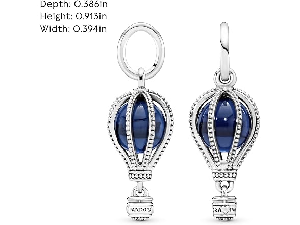 PANDORA Blue Hot Air Balloon Travel Charm - Compatible Moments Bracelets - Jewelry for Women - Gift for Women in Your Life - Made with Sterling Silver & Man-Made Crystal (Open Box)