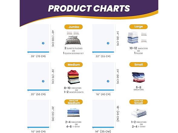 YSSOA Vacuum Storage Bags, 32Pk Combo