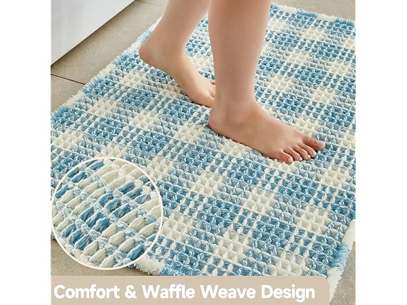 Waffle Bath Mat, Cute Bathroom Rugs Non