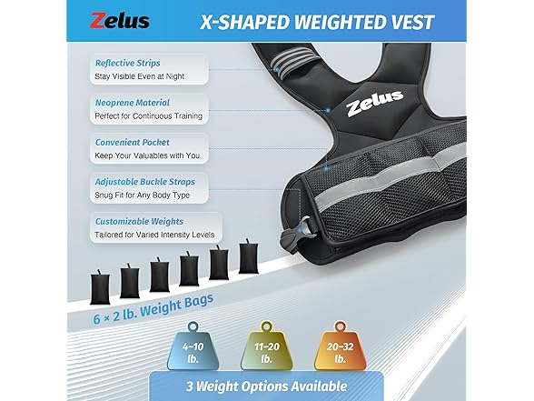 ZELUS Weighted Vest - 20-32lbs