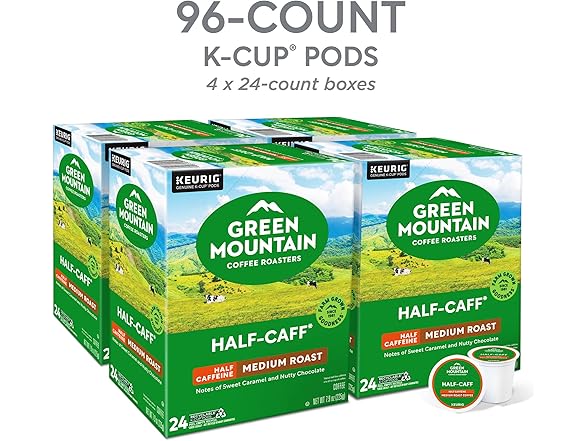 Green Mountain Coffee Roasters Half Caff Coffee, 96 Count