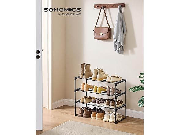 SONGMICS Shoe Rack 3-Tier 11.8 x 26.8 x 21.7 Inch