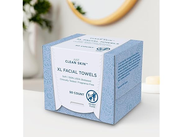 Just Clean Skin Dry Face Towels 50 Count