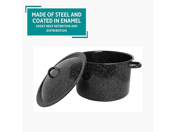 MIRRO 12.0qt Enamel Stock Pot, Black
