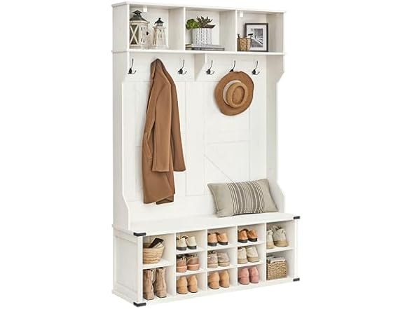 VASAGLE Hall Tree w/Bench & Shoe Storage