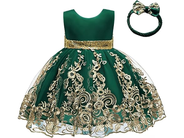 Avazu Girls (3-6 MOS) Bowknot Sequins Lace Dress