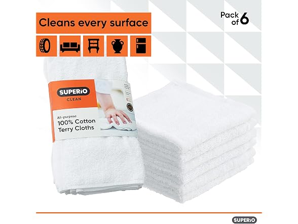 Superio Terry Cloth Rags White