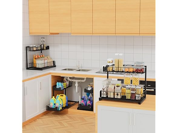 Cegkanenx 2 Pack Metal Under Sink Organizer