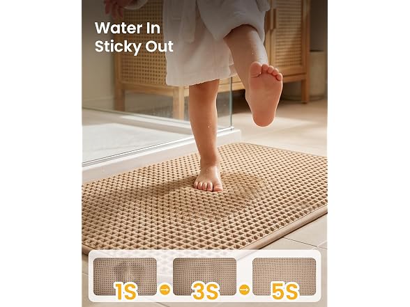 Furicher Non Slip Waffle Bath Mat