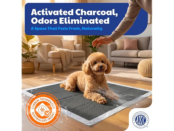 AKC Charcoal Puppy Training Pads, Carbon Odor Control