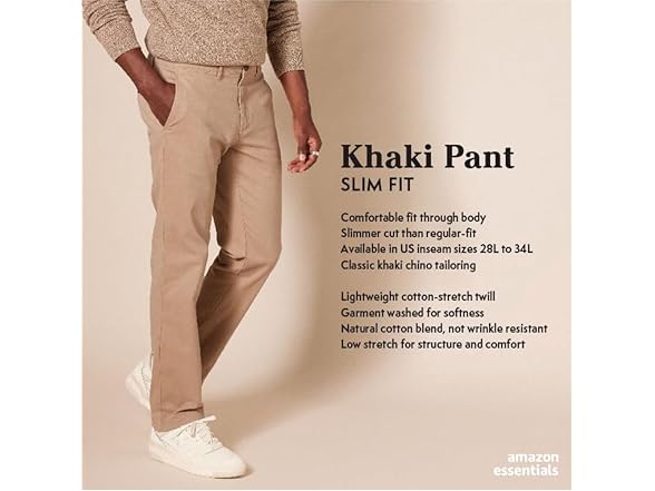 Amazon Essentials Mens SlimFit Casual Stretch Chino