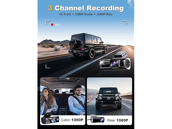 Nanoby Dash Cams | 3 Channel | 4K | 5.8GHz