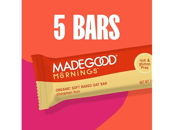 5CT MadeGood Morning Cinnamon Bun Bars, 5.3 oz.