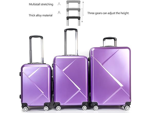 Tiktun Luggage Set 3pc Purple