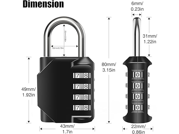 SUTOUG Combination Lock Waterproof 4 Digit Padlocks