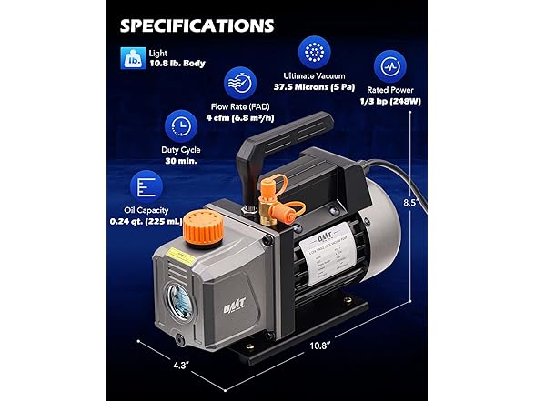 Orion Motor Tech AC Vacuum Pump and Gauge Set