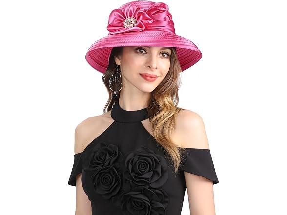 Forbusite Women (M) Church Derby Hats Bucket Brim