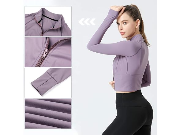 Seaur Women (S) Zipper Front Crop Shirt Gym Top