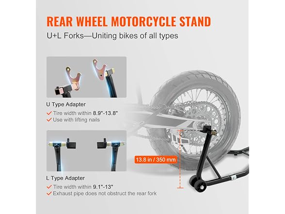 Motorcycle Stand Lift, 850lbs Front Rear Combo