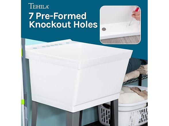 White Utility Sink Laundry Tub with High Arc Stainless Faucet