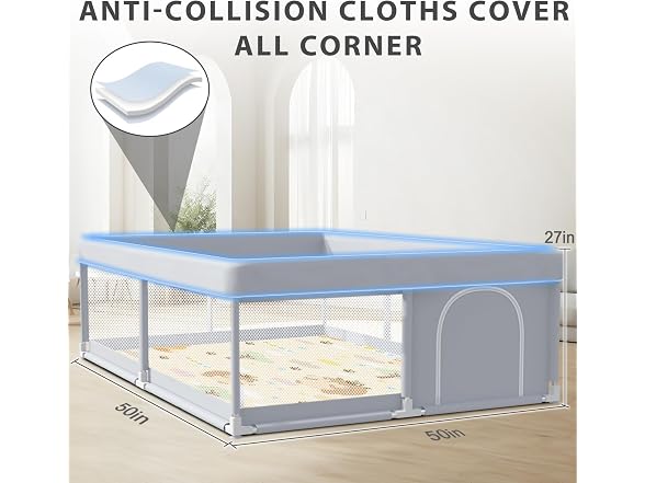 XVISHX 50x50" Baby Playpen with Mat