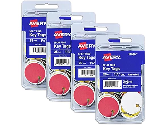 Avery Metal Rim Key Tags with String