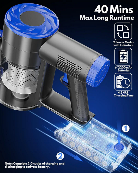 HOTAWELI Cordless Vacuum Cleaner - Gray/Blue - Gallery 6