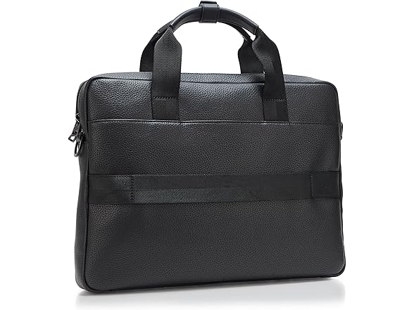 HUGO, Stacked Logo Leather Briefcase, black gloss, PCE.