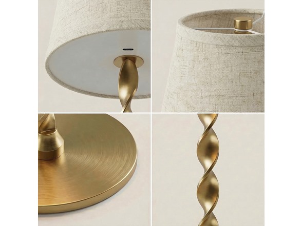Twist Stem Smooth Linen Shade Lamp