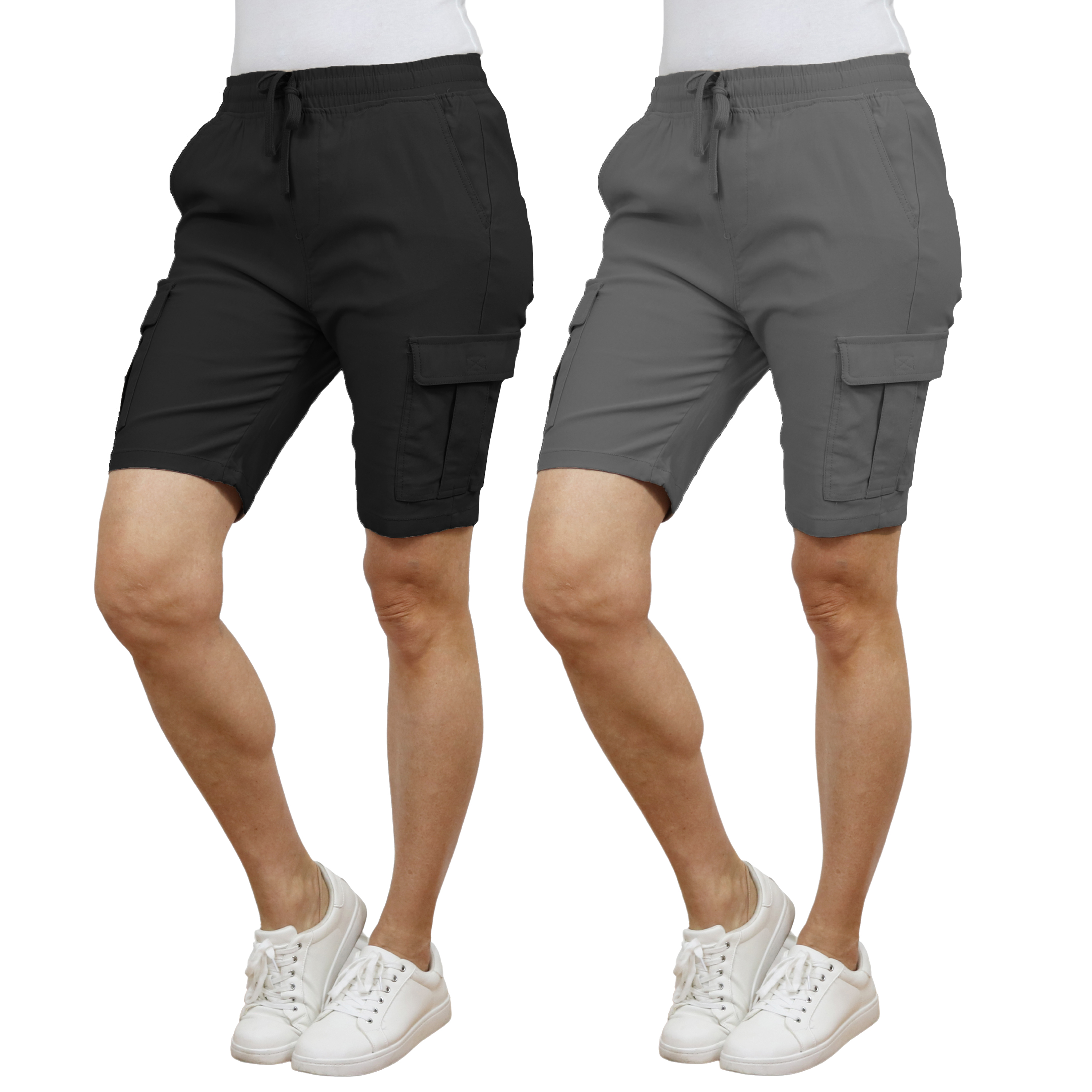 2Pk Womens Super Stretch Cargo Shorts - Gallery 17
