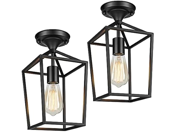 BesLowe 2Pk Semi Flush Ceiling Light Fixtures, Black