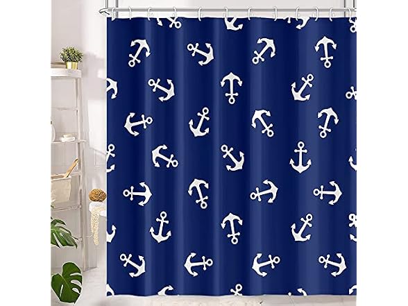 Vintage Nautical Style Shower Curtains Navy B