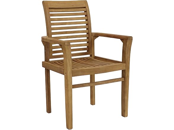 Sunnydaze Decor JVA-353 Teak Slat Patio Chair Light Br