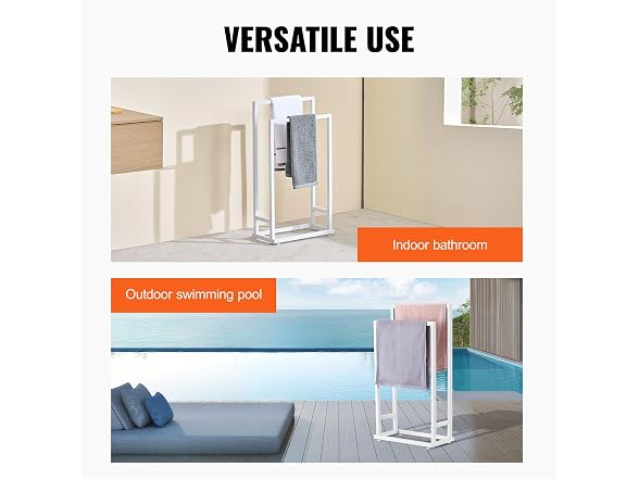 Towel Rack, 2 Bars Metal Outdoor Towel