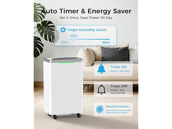 HOPSEN Dehumidifier with Drain Hose