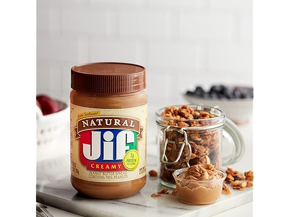 Jif Natural Creamy Peanut Butter Spread, 28 Oz