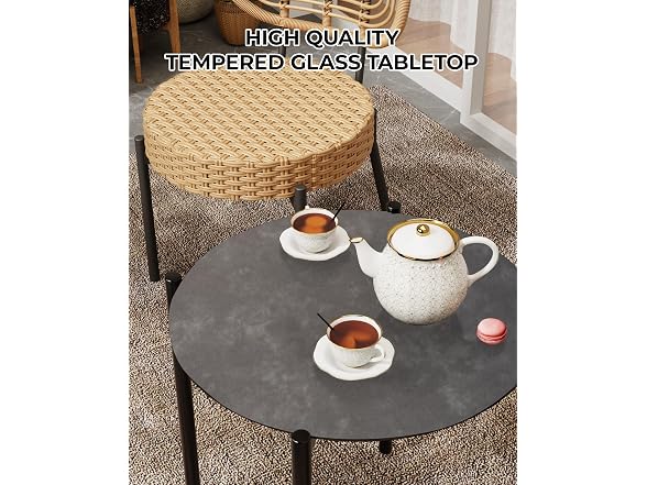 GarveeLife 3 Piece Wicker Patio Bistro Furniture Set